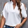 Женская шифоновая блузка с открытыми плечами, летние однотонные повседневные топы с v-образным вырезом