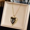 DIEYURO 316L Stainless Steel Retro Colored Enamel Love Heart Pendant Necklace Women Waterproof Clavicle Neck Chain Jewelry Gift