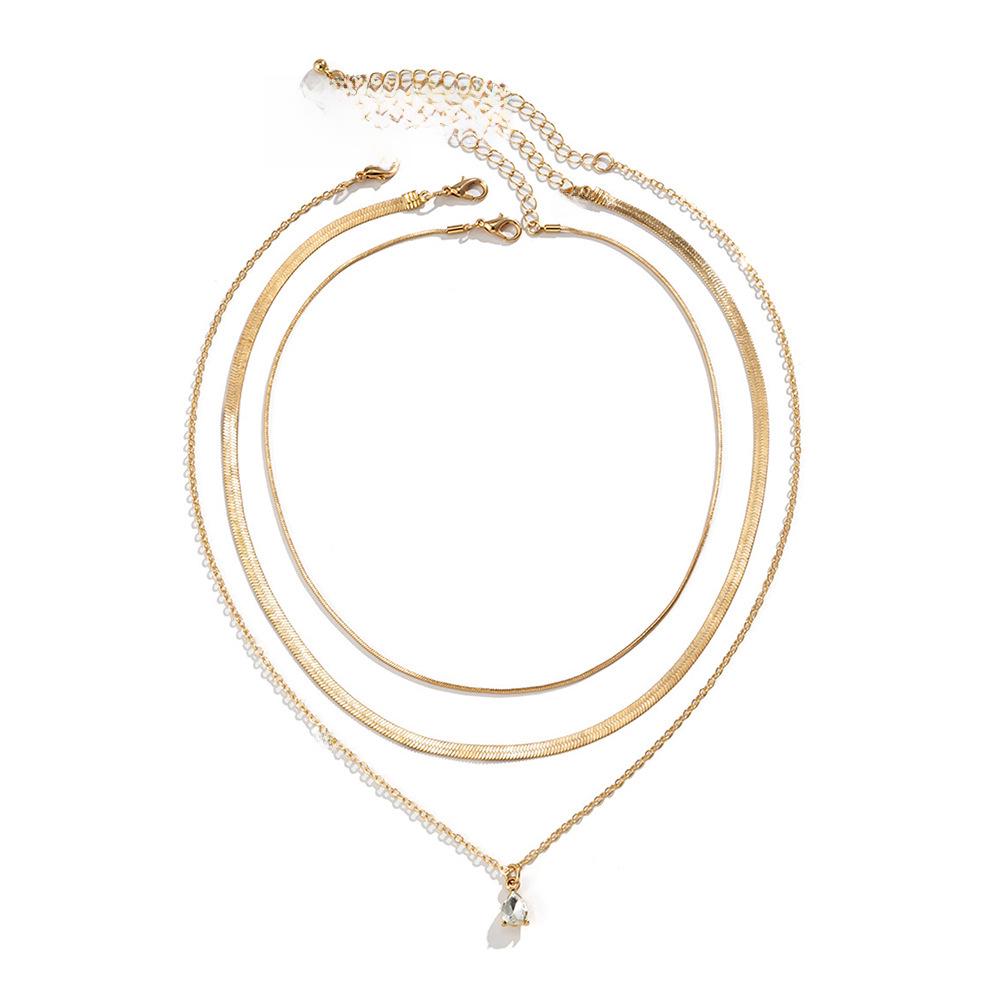 Ожерелье с бриллиантами на ключицу в европейско-американском стиле - милый, простой дизайн с каплями воды из металла