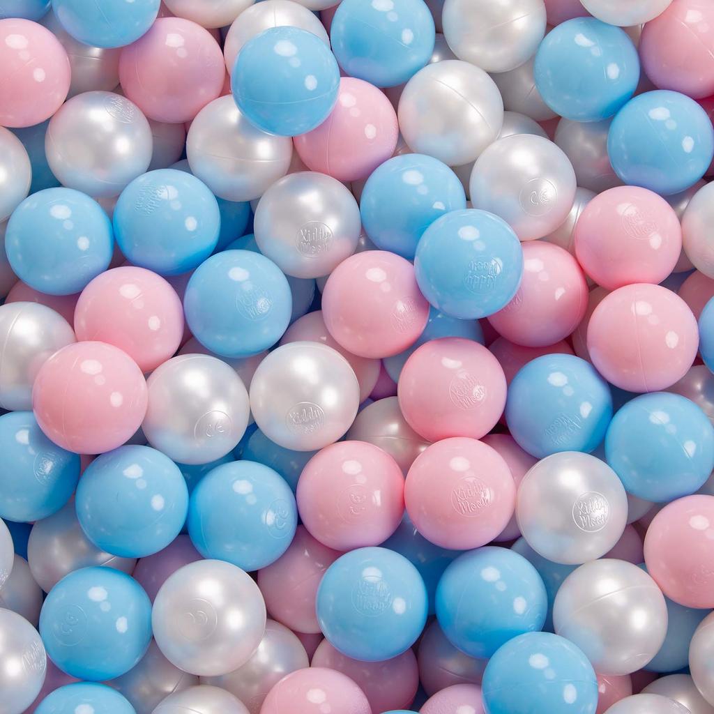 KiddyMoon 90x30cm/200 Balls Balls 7cm / 2.75in Baby Foam Ball Pit Certified Made In Eu, Light Grey:baby Blue/lpink/pearl