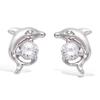[N6255] - Silver Earrings 'Tendres Dauphins' White (rhodium-plated) - 8x7 Mm