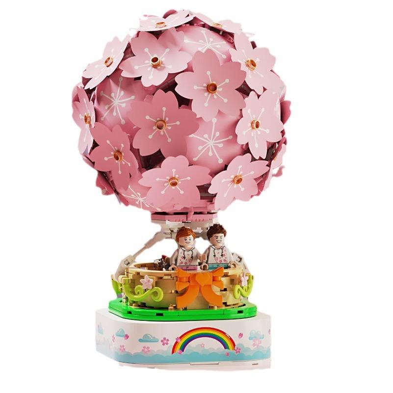 Japanese Street View Sakura Hot Air Balloon Compatible Building Blocks Girls Children Toys Gifts