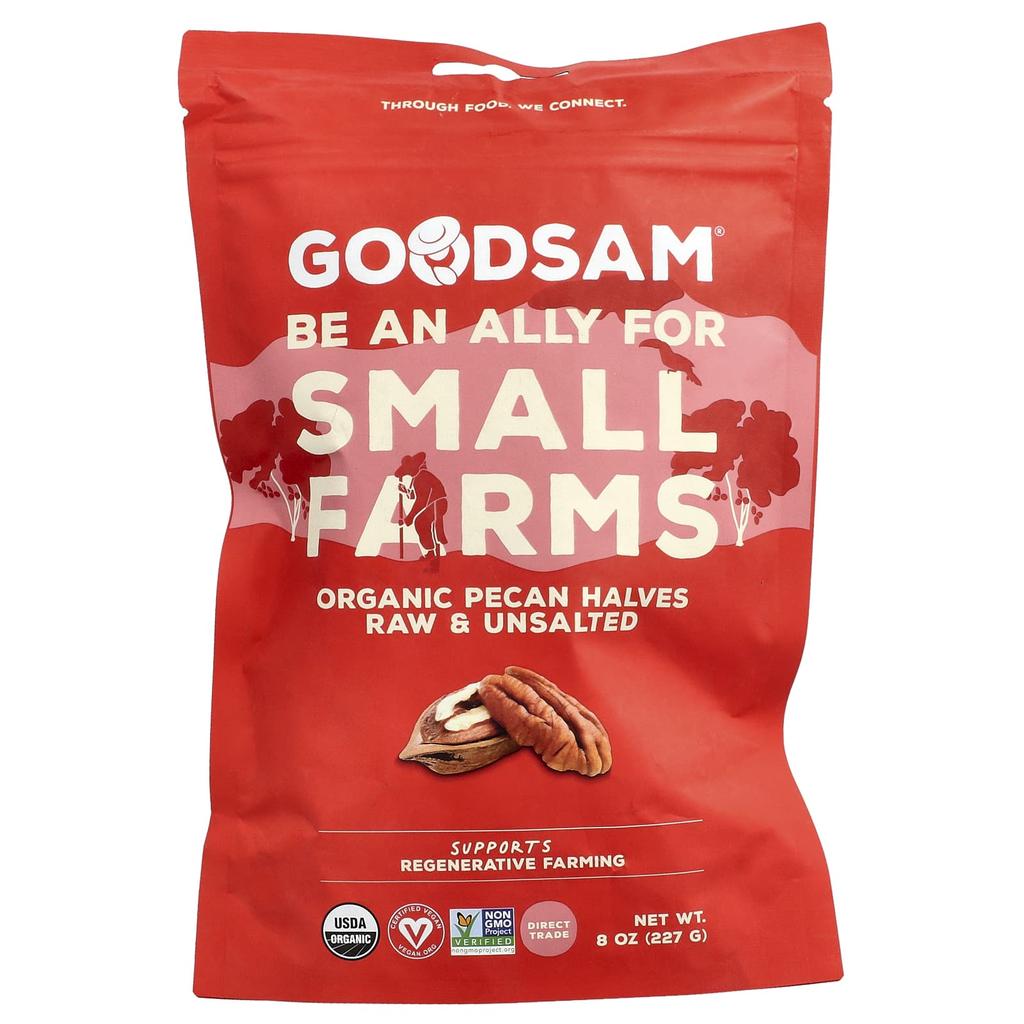 GoodSam, Organic Pecan Halves, Raw and Unsalted, 8 Oz (227 G)