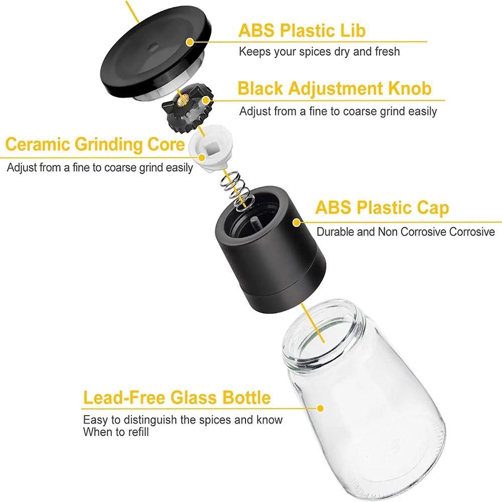 Стеклянная мельница для перца, портативные инструменты для приправ, новая мельница для соли и перца