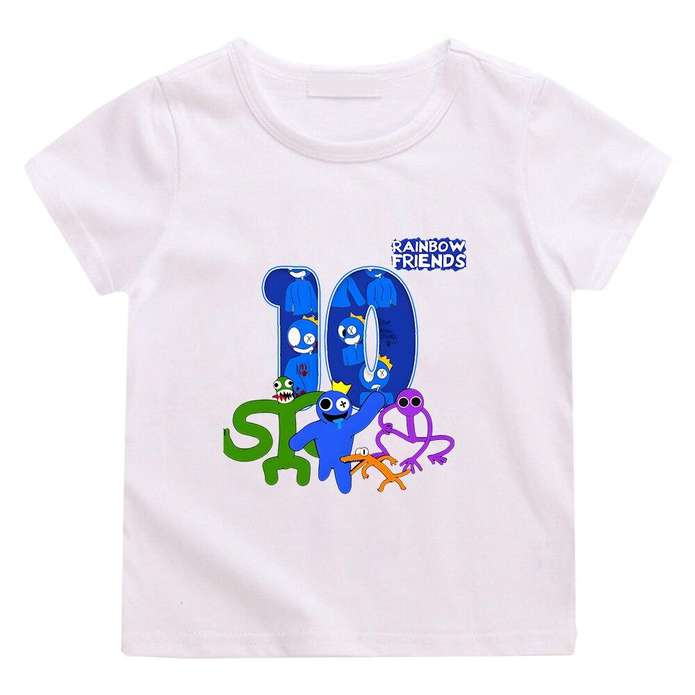 Футболка Rainbow Friends Happy Birthday 10 Ten, 100% хлопок, футболка с мультяшным рисунком, детская футболка с короткими рукавами для мальчиков и девочек, мягкая