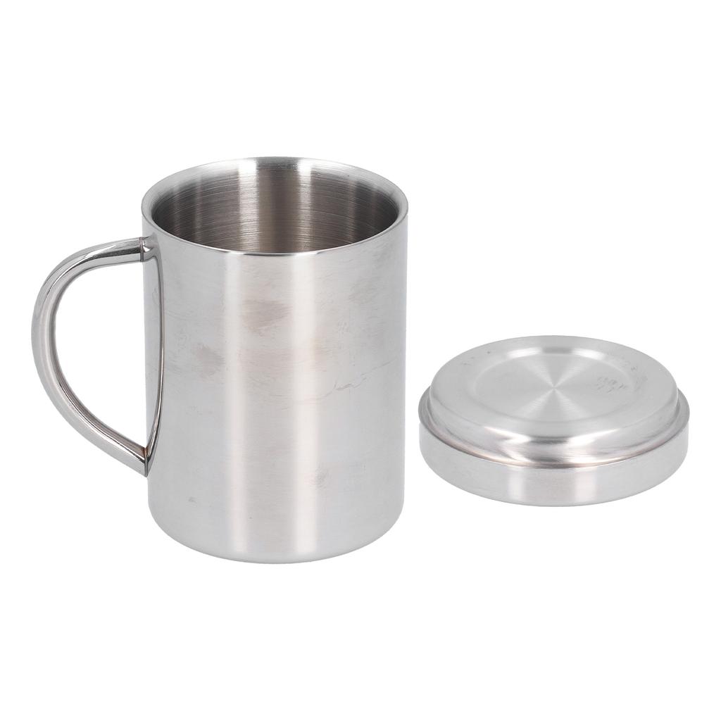 Stainless Steel DoubleLayer Coffee Cup with Handle Children"s Cup with Lid Heat Insulation and