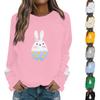 Women's Fashion Casual Easter Bunny Print Casual Long Sleeve Round Neck Sweatshirt Top