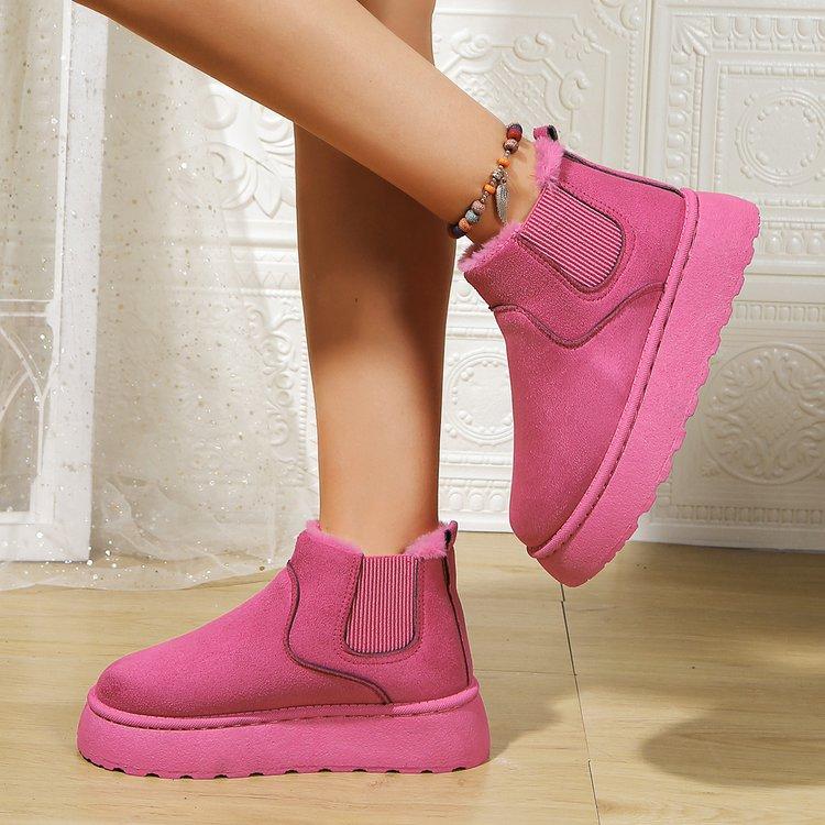 Модные новые зимние женские ботинки, высокие зимние ботинки, утолщенные плюшевые теплые простые универсальные удобные хлопковые ботинки