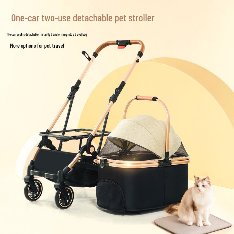 Lightweight Pet Stroller: Foldable, Detachable for Small Dogs & Cats - Ideal for Outdoor Use