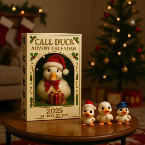 Call Duck Advent Calendar 2025 24 Days Acrylic Ornaments with Festive Costumes Christmas Countdown Decor for Tree & Animal Lovers Holiday Gift