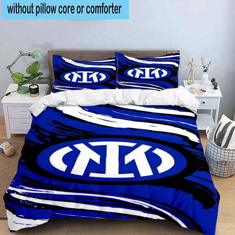 3pcs F.C. Internazionale Milano Printed Bedding Set Duvet Cover Closure Includes 1 Duvet Cover & 2 Pillowcases Bedding Sets Home Decor Gifts