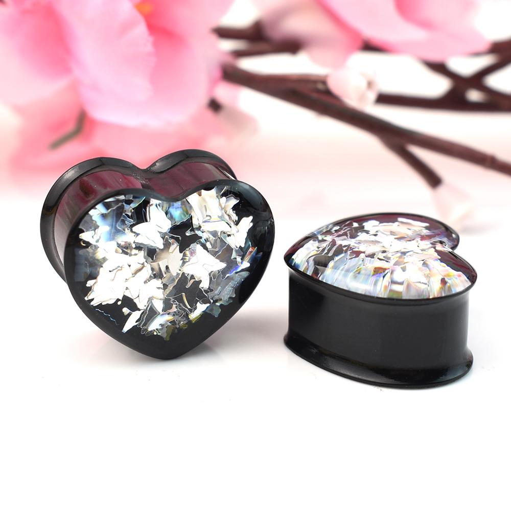 2 шт. 8-30 мм, черное сердце, ушные туннели, манометры, расширитель, расширитель, пирсинг, украшения для женщин и мужчин