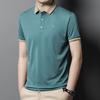 Мужская рубашка поло с короткими рукавами, деловая повседневная футболка, средний зеленый вышитый топ