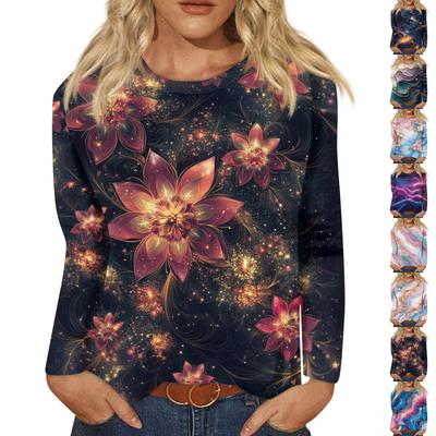 Женская модная повседневная кофта с длинным рукавом и принтом, с круглым вырезом