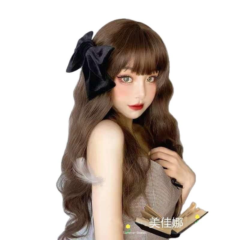 Headgear wig female water ripple natural realistic Internet celebrity long curly hair corn perm trim spot
