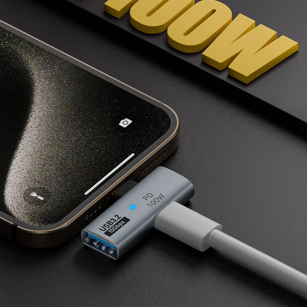 Адаптер 2-в-1 Type C - USB, портативный быстрозарядный мини-OTG-конвертер, конвертер передачи данных 10 Гбит/с для планшета iPhone 15