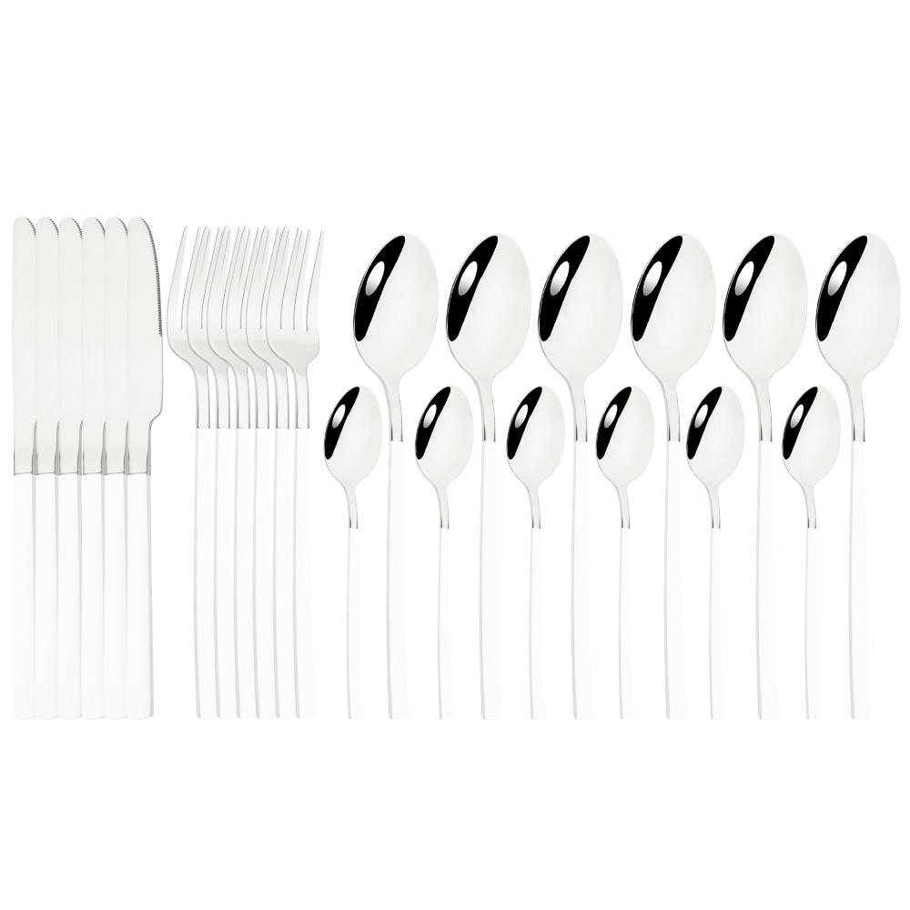 24 Pieces Sets Kitchen Tableware Cutlery Set Mint Green Gold Stainless Steel Dinnerware Set Food Flatware Mirror Silverware Set