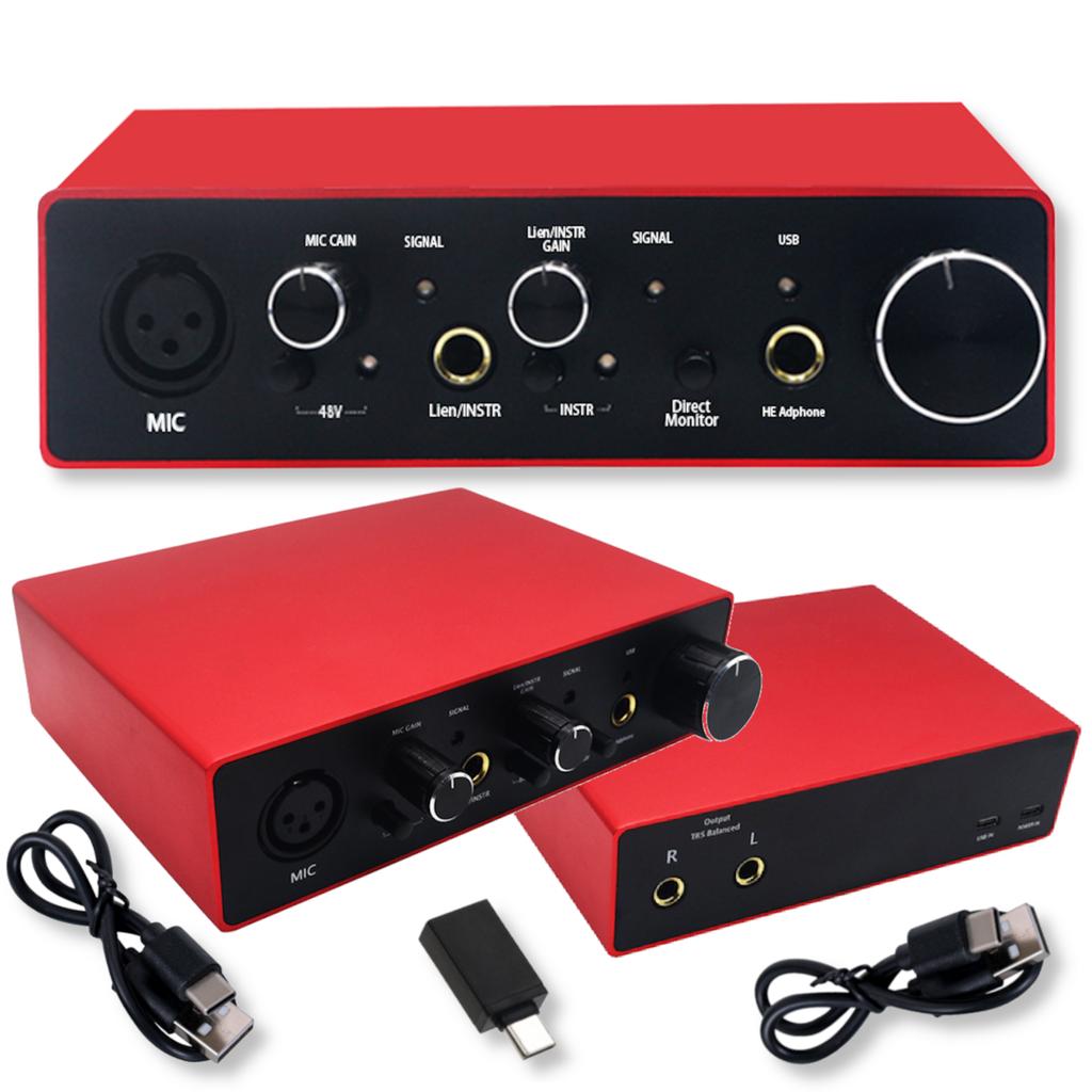 Interfejs audio usb x2 karta muzyczna 16bit 48v 23db 2vrms gitary dźwiękowy