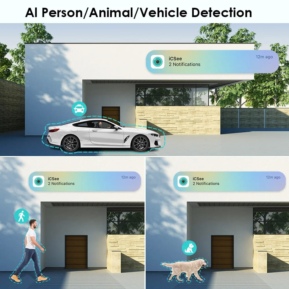 IP-камера с двумя объективами 8 МП, 4K, сверхширокоугольный угол 180°, защита Wi-Fi, искусственный интеллект, обнаружение человека, наружное наблюдение, приложение ICSEE