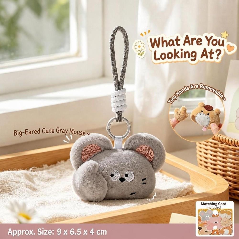 Magnetic Attraction Gesture Plush Pendant Keychain Cat Dog Pig Mouse Cartoon Plush Doll Gift
