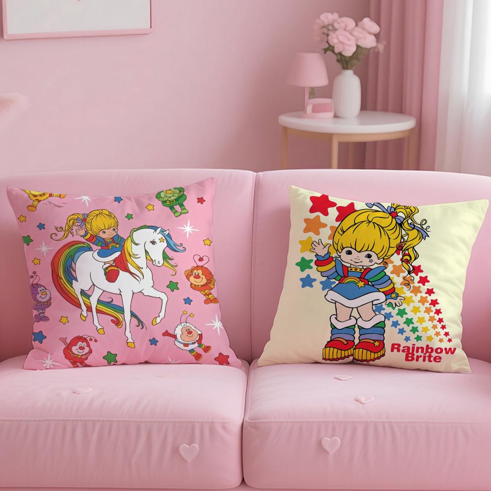 Cute RRainbows BBrite Pillow Case Soft Plush Fabric DoubleSided Printed Cushion Cover Warm Winter Sofa Pillow Case