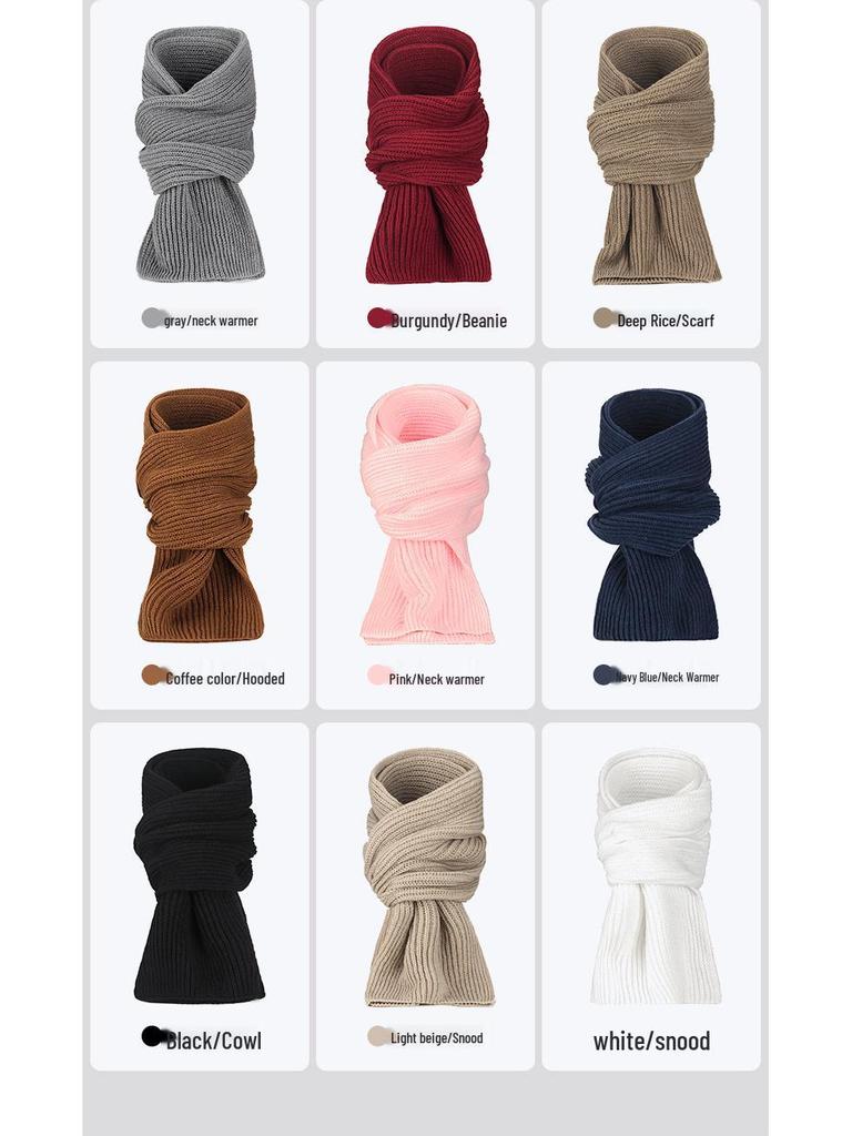 FEWK Зимний очень длинный шарф и шапка - Унисекс Флисовая подкладка Защита от холода Теплая вязка