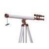 Nautical Navy Brass Double Barrel 32" Telescope With Wooden Tripod Stand Marine