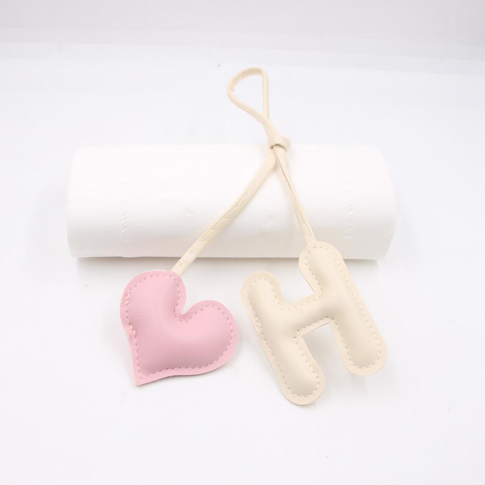 Color Blocking Letters Heart-shaped Leather Bags DIY Knotted Hanging Ropes Hanging Accessories Clothing Accessories Matching Hanging Ornaments