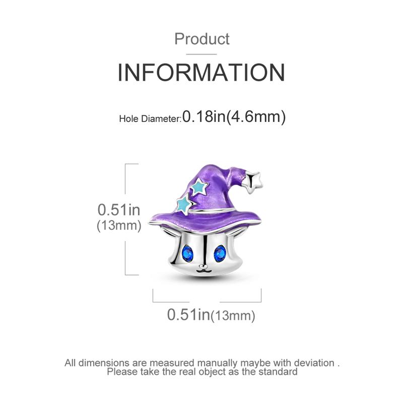 Original Charms Copper Purple Magic Hat Cat Pendant Fit Charms Plata Bracelets For Women Women Jewelry Making Diy