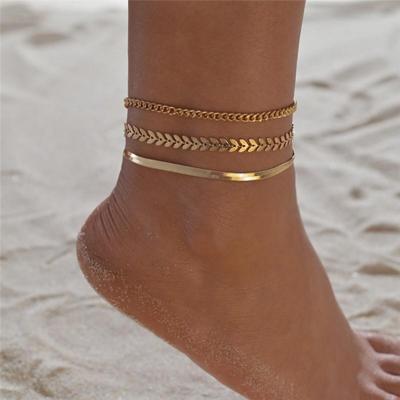 3 шт./компл., простые ножные браслеты-цепочки, женские пляжные украшения для ног, цепочки для ног, женские аксессуары
