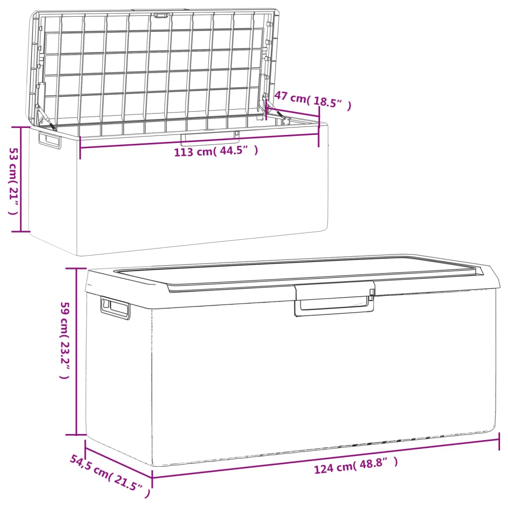 Garden Storage Box with Seat Cushion Brown 350 L PP