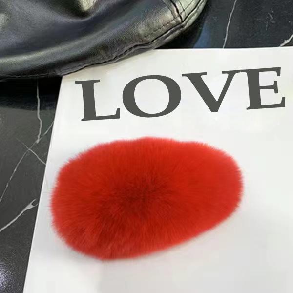 Плюшевая заколка для девочек из натурального кроличьего меха, женская заколка с челкой