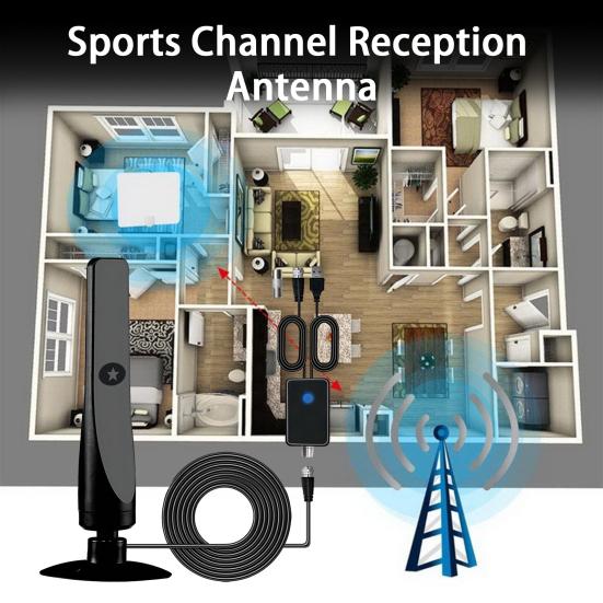 Комнатная цифровая антенна с усилителем сигнала, широкий диапазон, высокое усиление, низкая задержка, HDTV, автомобильная ТВ-антенна, товары для дома