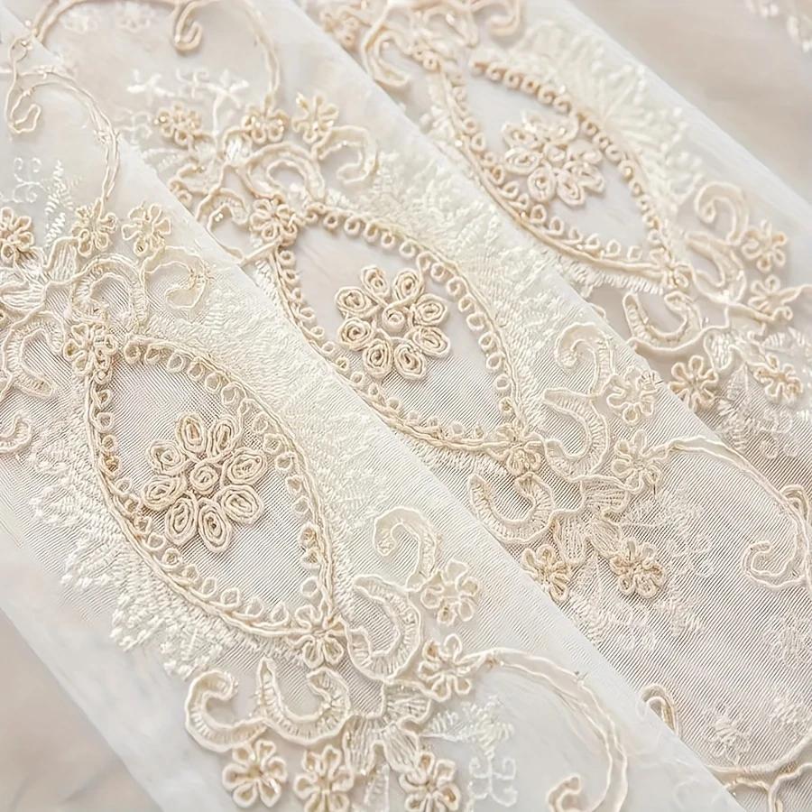 1 шт. Современные вышитые цветочные узоры, прозрачные шторы, дизайн с карманами на штанге, стираемые в стиральной машине полиэстеровые сетчатые шторы для гостиной, спальни