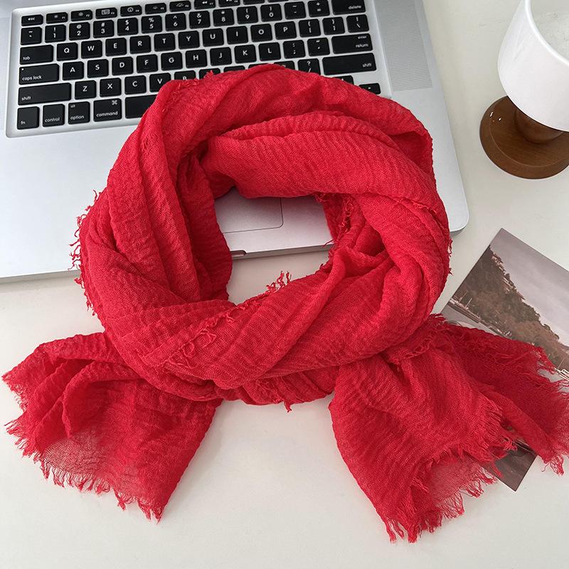 Autumn and Winter Scarf Women's New Versatile Long Solid Color High-end Scarf Warm Scarf Shawl Silk Scarf