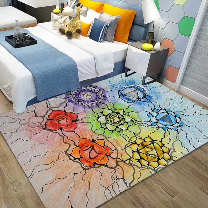 15 размеров Индийская статуя Будды Медитация Семь чакр Ковер для спальни Коврик для пола для йоги Декор пола гостиной Противоскользящие коврики