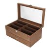 12 Slots Glasses Box Wooden Double Layer Glasses Display Case Box Organizer Decoration