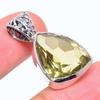 Natural Lemon Quartz Gemstone 925 Solid Sterling Silver Gift Pendant 1.26" V3r23