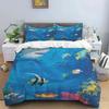 Постельный комплект с одеялом и рисунком морской жизни Ocean World, пододеяльник, наволочка, размер кинг, квин