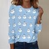 Women's Fashion Casual Long Sleeve Christmas Printed Round Neck Top