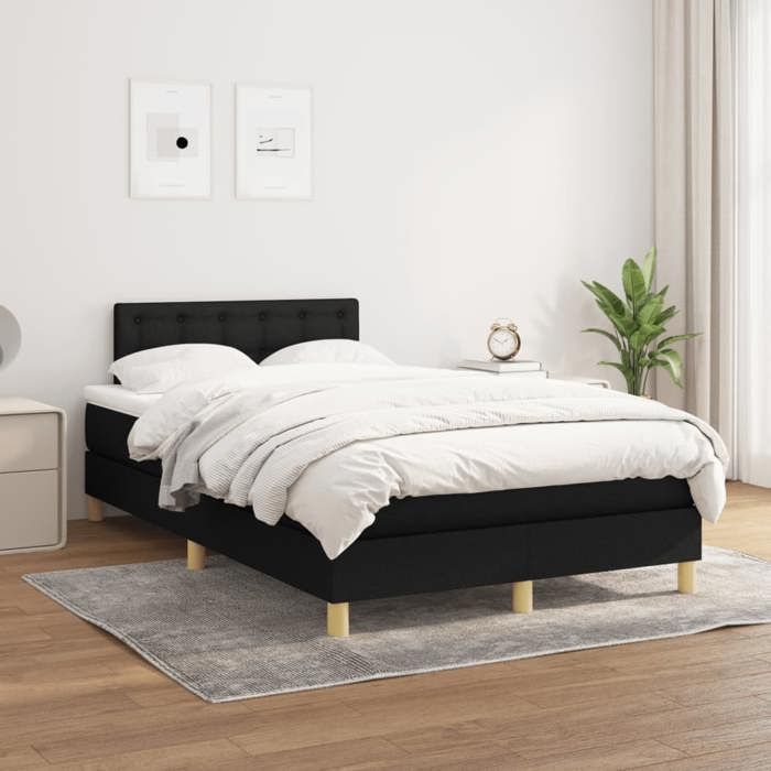 Maison Exclusive - Sommier à lattes de lit avec matelas noir 120x190 cm tissu