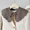 Warm O-Neck Fake Collars Laced up Knitted Knitting Detachable Collar Solid Color Shirt Shawl Wrap