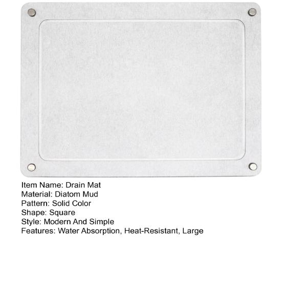 Коврик для сушки посуды для кухонной столешницы 15,7" x 11,8" Большой коврик для сушки посуды Диатомитовый коврик для организации кухонной раковины