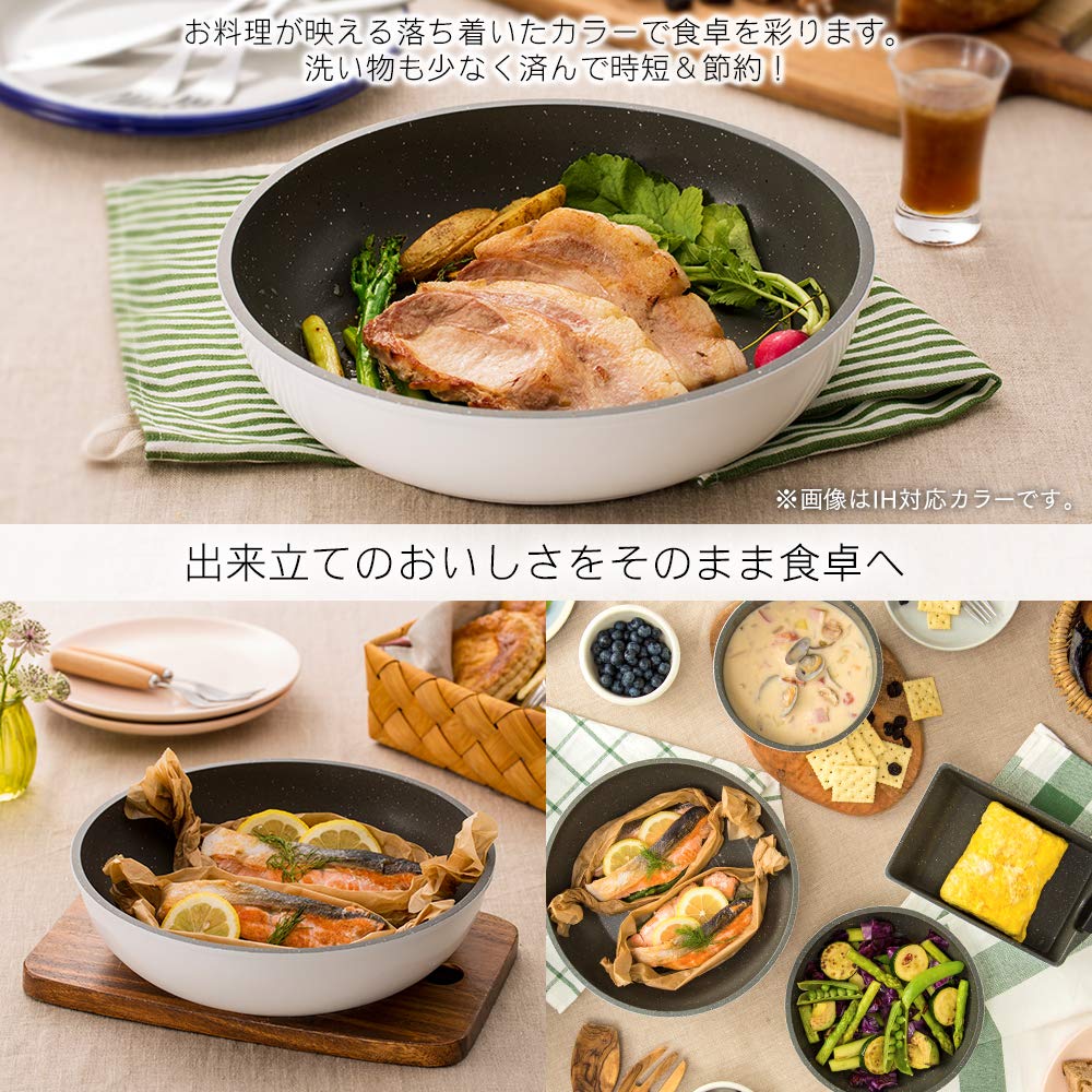 IRIS OHYAMA Frying Pan Frying Pan 9 Gas Fire Gas Easy To Removable Diamond Diamond Coat Set, Set, Pieces, Only, Fire, Lightweight, Clean, Handle,