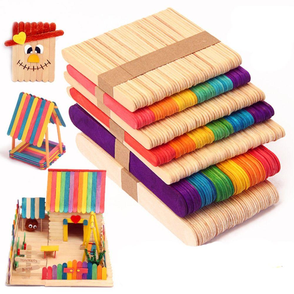 Wooden Craft Stick Wooden Popsicle Sticks DIY Hand Crafts Ice Cream Sticks DIY Wooden Sticks