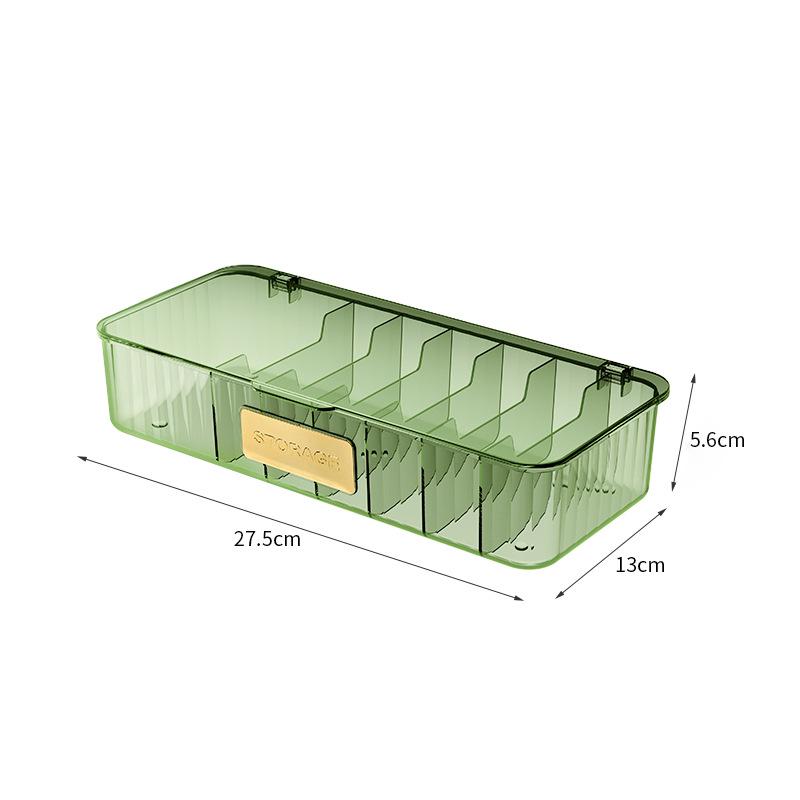 7-Compartment Transparent Storage Box with Lid for Cord and Sundries Organization