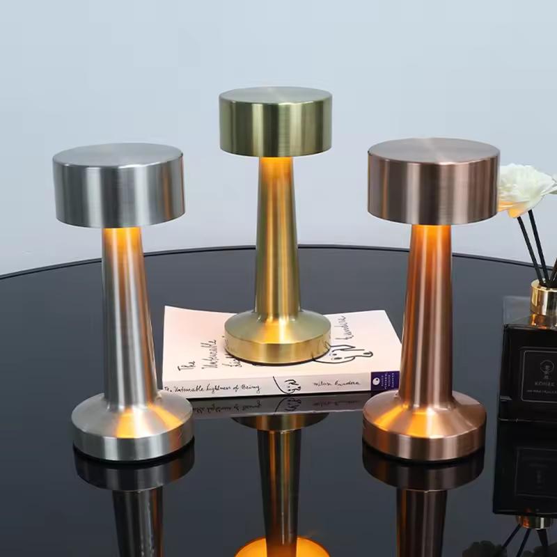 Сенсорный выключатель, диммируемая, ретро, металлическая, маленькая лампа на батарейках, перезаряжаемая, беспроводная, настольная лампа для ресторана