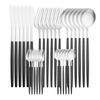 30Pcs Matte Black Silver Dinnerware Set Stainless Steel Knife Cake Fork Tea Spoon Flatware Cutlery Set Kitchen Tableware Set