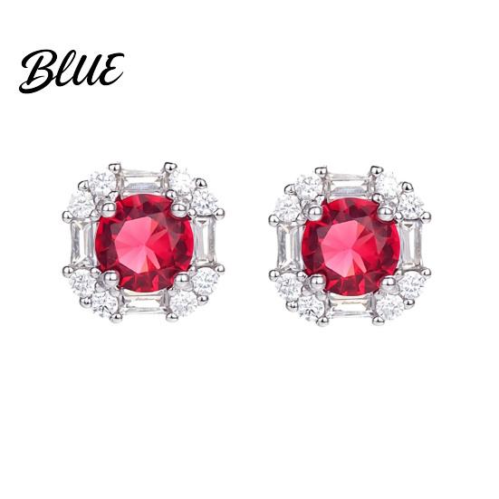 Wear-resistant Jewelry Set Red Zircon Love Heart Rhinestone Necklace Stud
