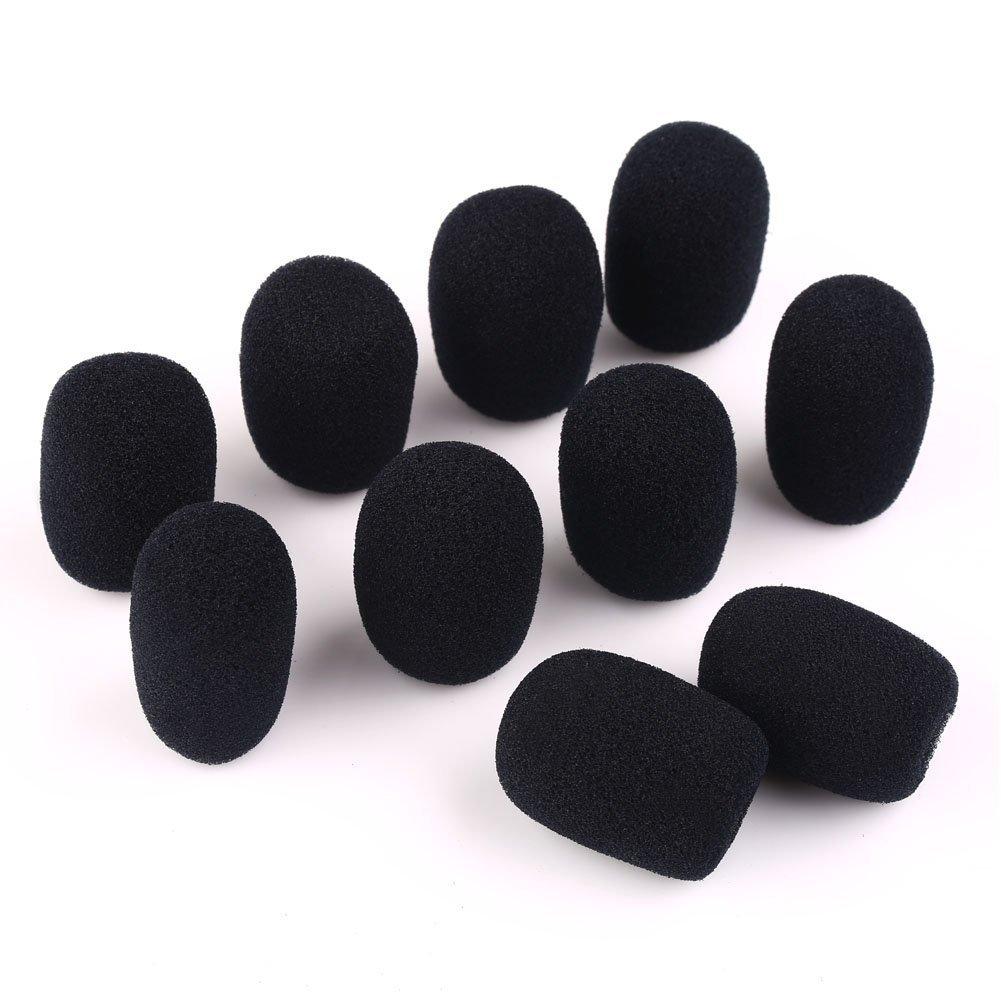 VERY100 Replacement Microphone Sponge for Headsets, Size 30 X 8mm, Set of 10, Intercom Microphone Cover, Headphone Noise Reduction, Black, Windscreen